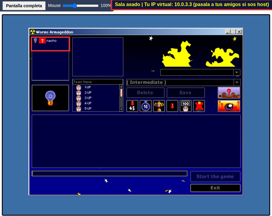 Sala hosteada con la IP virtual arriba